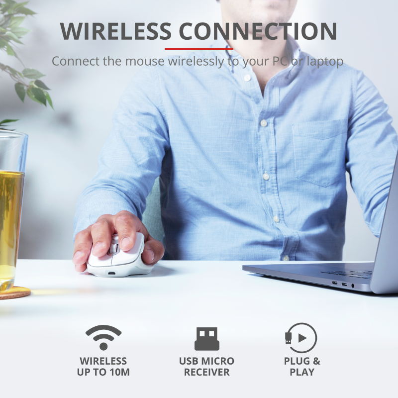 Mouse Trust Ozaa, Rechargeable Wireless, alb - imaginea 2