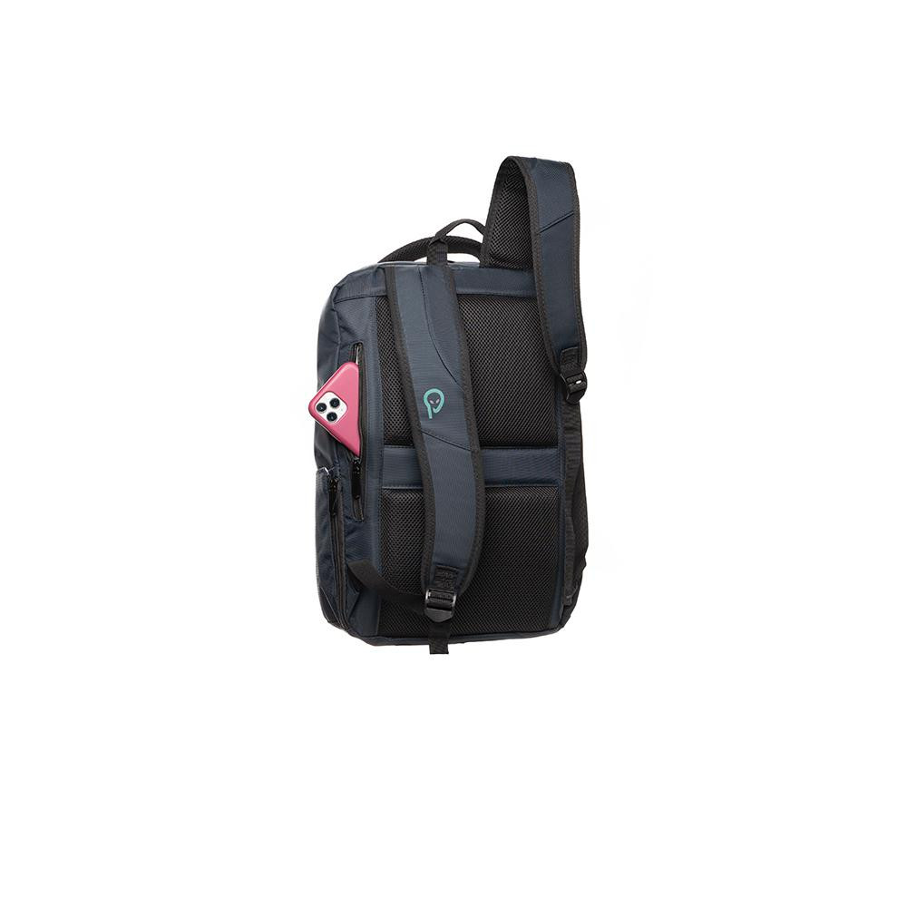 Rucsac Spacer pentru notebook de max. 15.6″, 1 compartiment, buzunar frontal x 2, buzunar lateral x 2, waterproof, poliester, albastru - imaginea 5