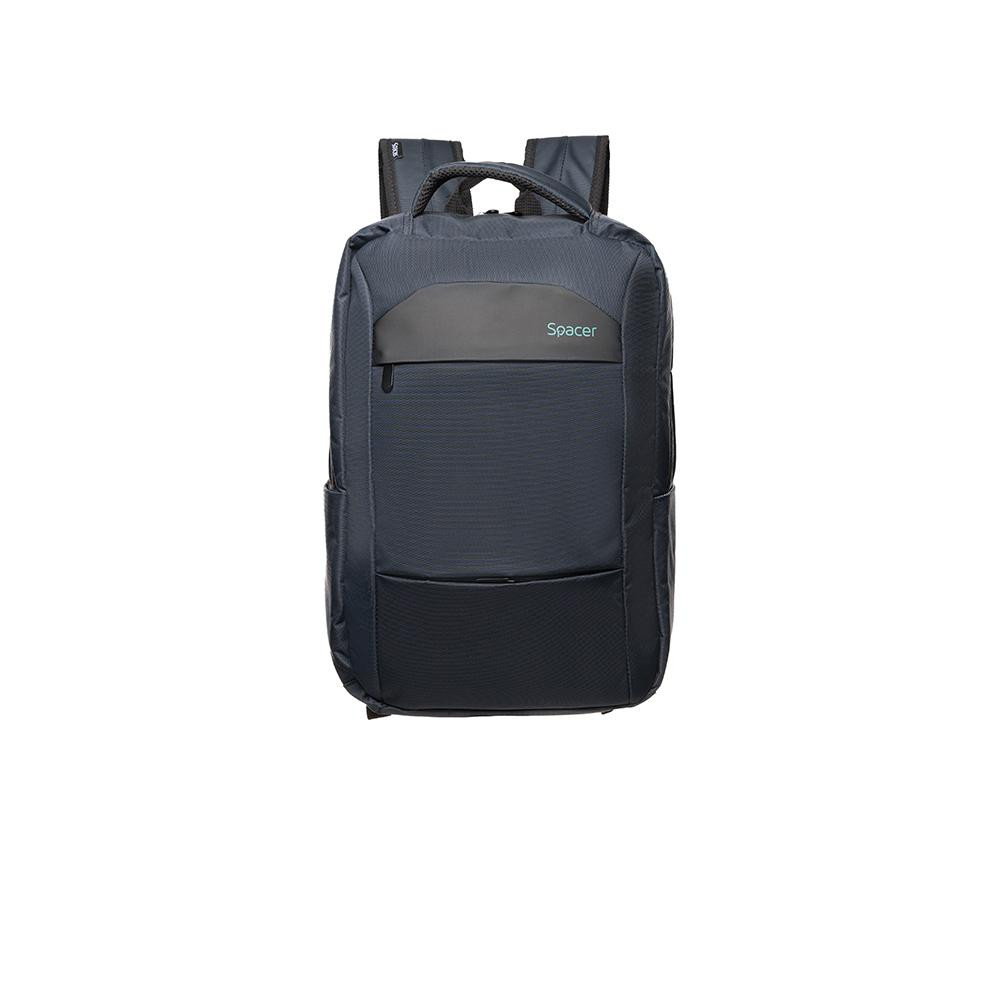 Rucsac Spacer pentru notebook de max. 15.6″, 1 compartiment, buzunar frontal x 2, buzunar lateral x 2, waterproof, poliester, albastru - imaginea 7