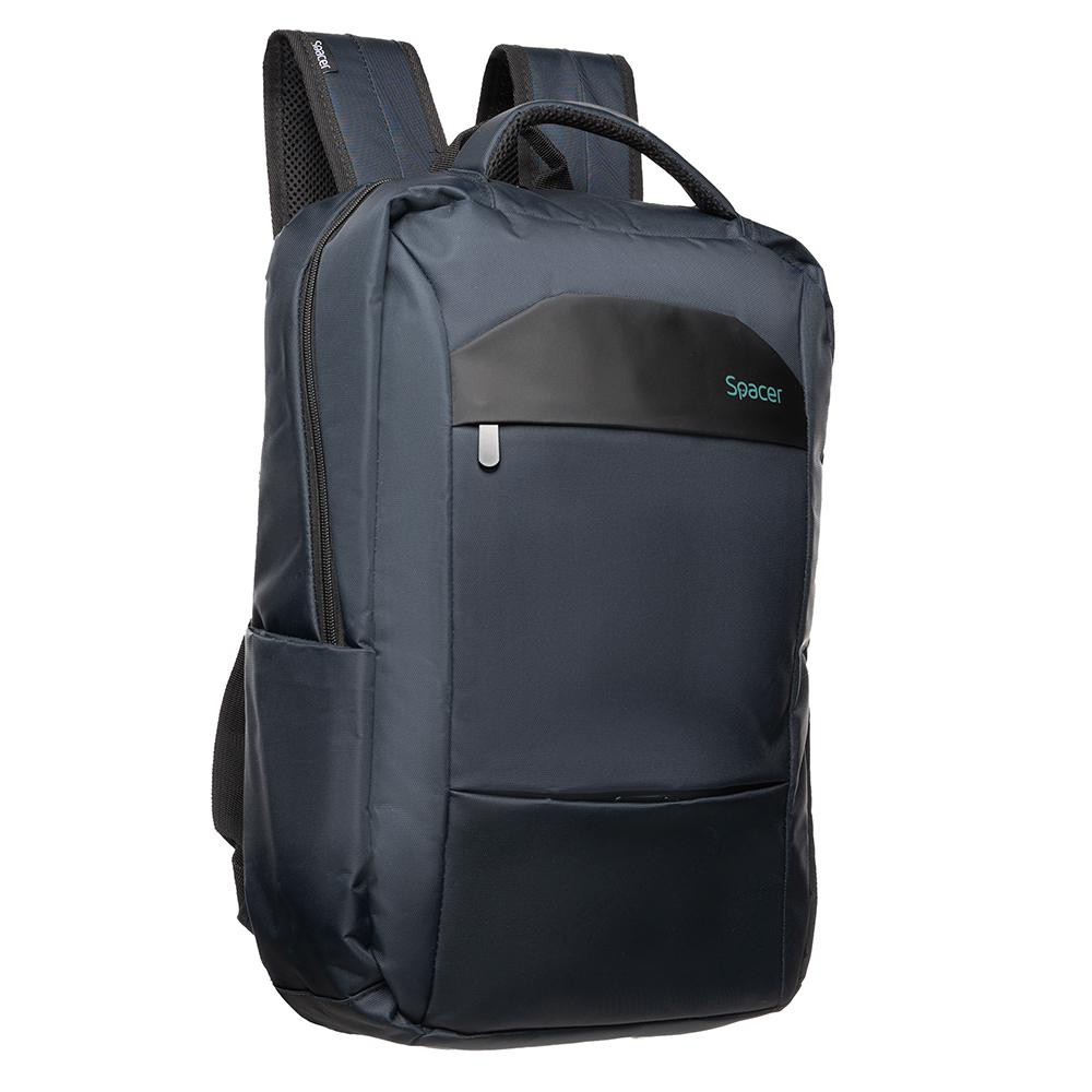 Rucsac Spacer pentru notebook de max. 15.6″, 1 compartiment, buzunar frontal x 2, buzunar lateral x 2, waterproof, poliester, albastru - imaginea 1