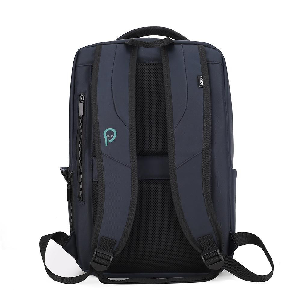 Rucsac Spacer pentru notebook de max. 15.6″, 1 compartiment, buzunar frontal x 2, buzunar lateral x 2, waterproof, poliester, albastru - imaginea 3