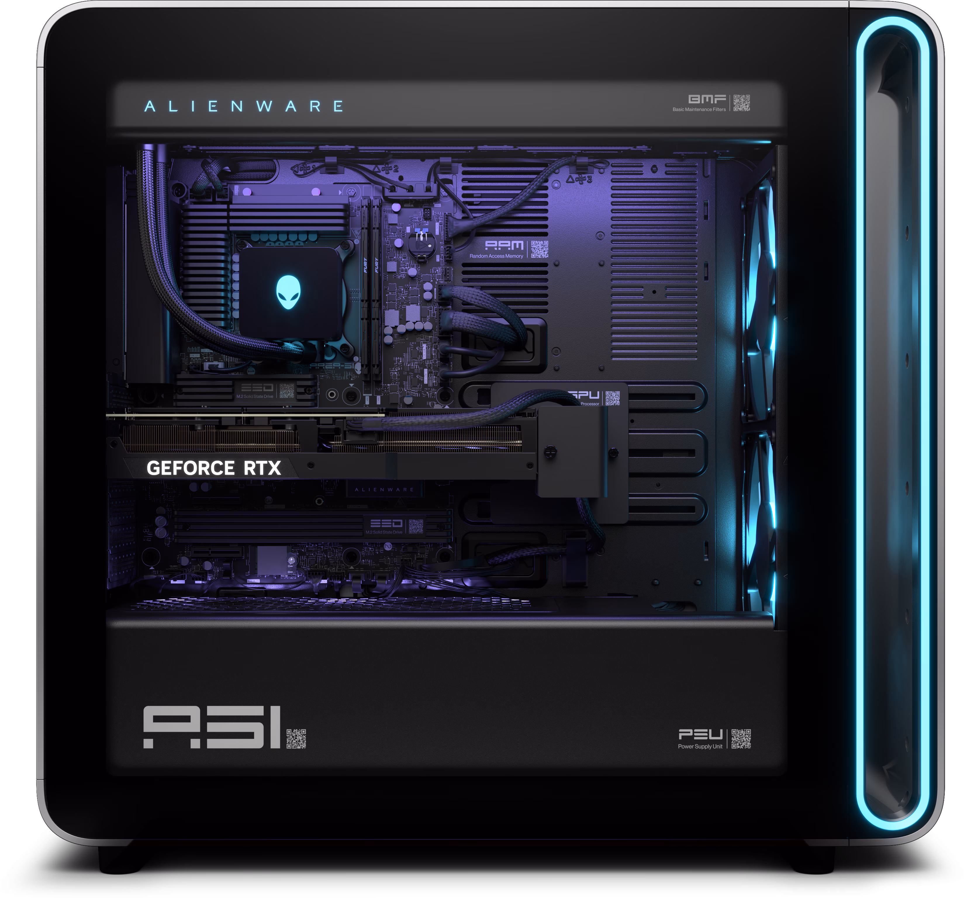Calculator Gaming Dell Alienware Area 51 AAT2250, Intel Core Ultra 9 285K 3.7 GHz, 32 GB DDR5, 1 TB SSD M.2 NVMe, nVidia GeForce RTX 5080 16 GB GDDR7, Wi-Fi 7, Bluetooth, Kit Tastatura + Mouse Wired, WaterCooling, Sursa 1500W Platinum, Windows 11 Pro, 3 Ani Garantie, Gaming - imaginea 6