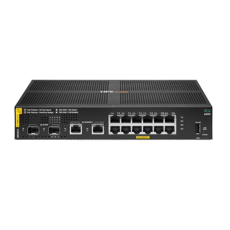 HPE Aruba Networking CX 6000 12G Class4 PoE 2G/2SFP 139W Switch, ID 1735825