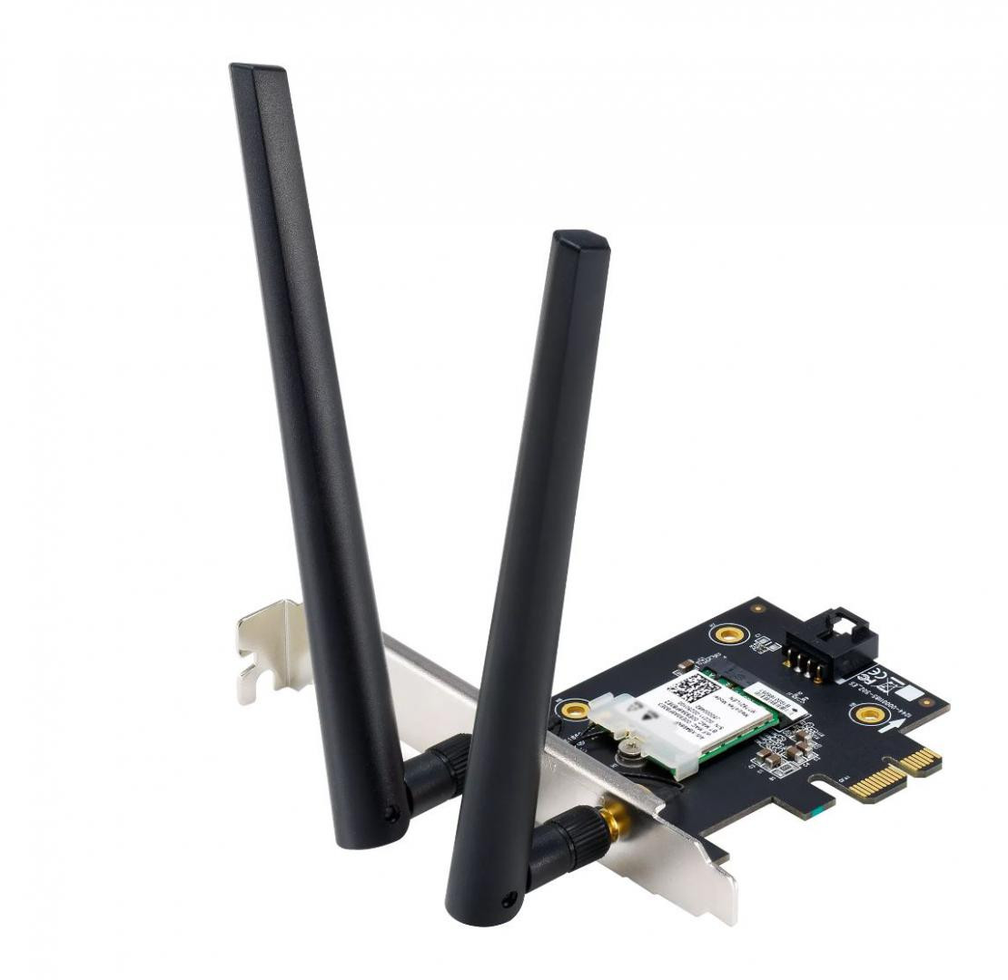 ASUS PCE-AXE5400 Wifi  Bluetooth 5.2 PCIe adapter, WI-FI 6, 2.4GHz / 5GHz / 6GHz, greutate: 49.7G, 2 x Antene externe, PCI-Express x 1. - imaginea 1