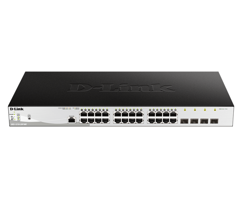 D-Link Switch DGS-1210-28P/ME, 24 porturi Gigabit PoE Base-T, 4 porturi SFP1000Mbps, Capacity 56Gbps, 19" Rackmount, WebSmart, 2*fan - imaginea 1