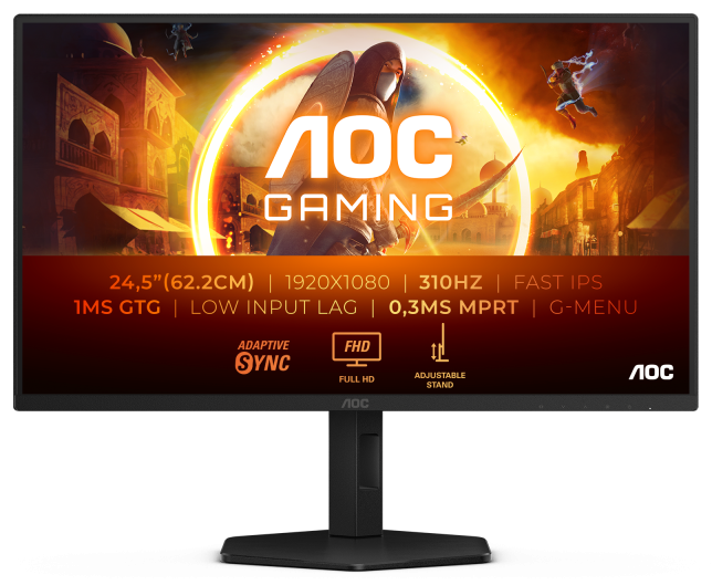 Monitor Gaming AOC 25G4SXU, 24.5", 1920 x 1080 pixeli, Black, Grey, 3 ani Garantie