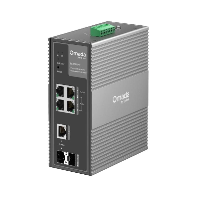 Switch Industrial Easy Managed, 6 porturi:4× Gigabit RJ45 Ports (1× PoE++, 3× PoE+), 1× Gigabit Combo RJ45/SFP Slot, 1× Gigabit SFP Slot, capacitate switch 12 Gbps - imaginea 1