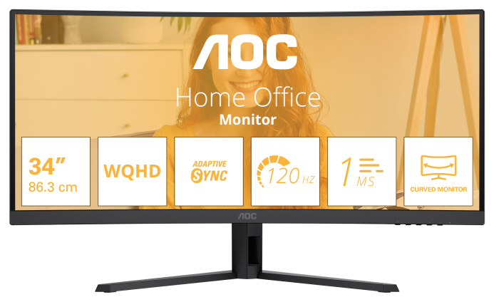 Monitor Gaming AOC CU34B3E, 34", 3440 x 1440 pixeli, Black, 3 ani Garantie
