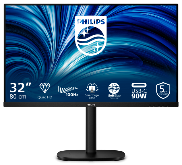 Monitor Consumer Philips 32B2U3601/00, 31.5", 2560 x 1440 pixeli, Black, 5 ani Garantie