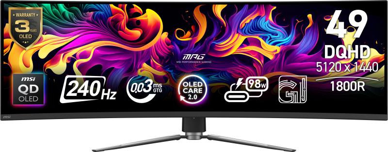 Monitor Consumer MSI MPG 491CQPX QD-OLED, 49", 5120 x 1440 pixeli, Black, 2 ani Garantie - imaginea 1