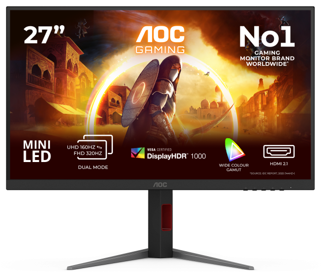 Monitor Gaming AOC U27G4XM, 27", 3840 x 2160 pixeli, Black, Red, 3 ani Garantie
