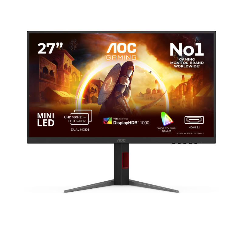 Monitor Gaming AOC U27G4XM, 27", 3840 x 2160 pixeli, Black, Red, 3 ani Garantie - imaginea 1