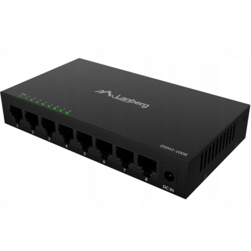 Switch Lanberg DSM1-1005, 8 porturi 1000BASE-T, Unmanaged, maxiumum network link speed 1GB/S, latime de banda suportata 10 Gbps, negru - imaginea 1