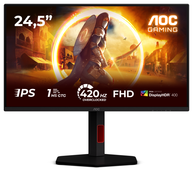 Monitor Gaming AOC 25G4KUR, 24.5", 1920x1080 pixeli, Black, Red
