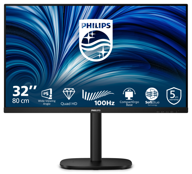 Monitor Consumer Philips 32B2N3500/00, 31.5", 2560 x 1440 pixeli, Black, 5 ani Garantie
