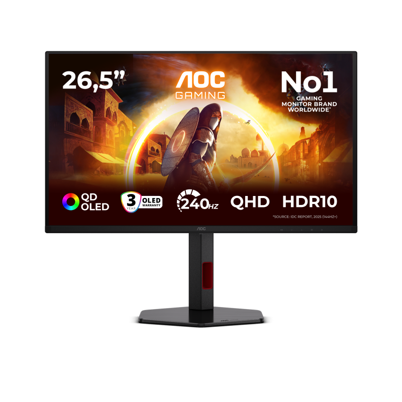 Monitor Gaming AOC Q27G4ZDR, 26.5", 2560 x 1440 pixeli, Black, Red, 3 ani Garantie - imaginea 1