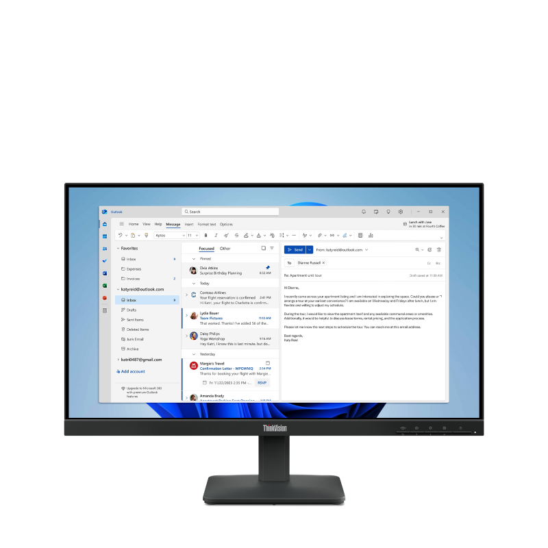 Monitor Commercial Lenovo ThinkVision S24-4e, 23.8", 1920 x 1080 pixeli, Black, 3 ani Garantie - imaginea 1