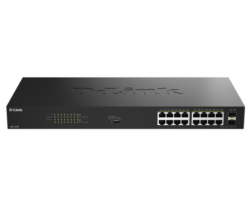 Switch D-Link 16 port GE PoE Unmanaged, capacitate 36 Gbps, standar PoE 802.3af/at, negru - imaginea 1