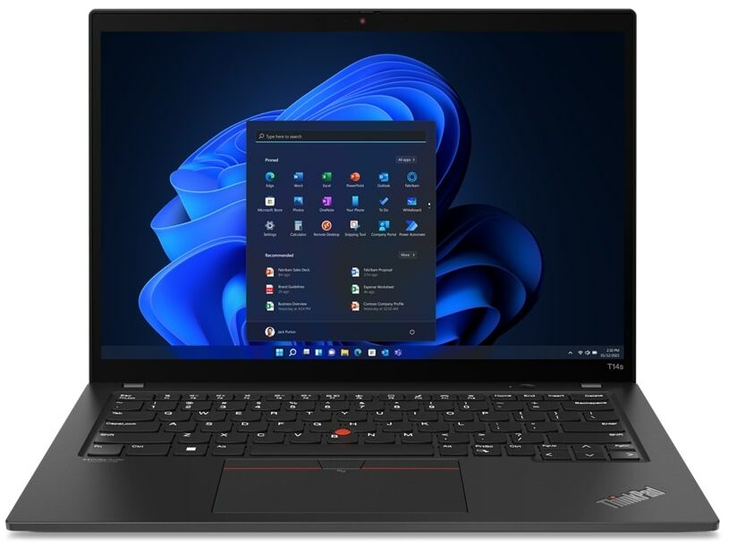 Laptop Lenovo ThinkPad T14s Gen 3, Intel Core i5 1240P 1.7 GHz up to 4.4 GHz, Intel Iris Xe Graphics, Tastatura QWERTY US Backlit, Wi-Fi, Bluetooth, WebCam, Display 14" 2880 by 1800, 16 GB LPDDR5, 1 TB SSD M.2 NVMe NOU, Windows 10 Pro, 3 Ani Garantie - imaginea 1