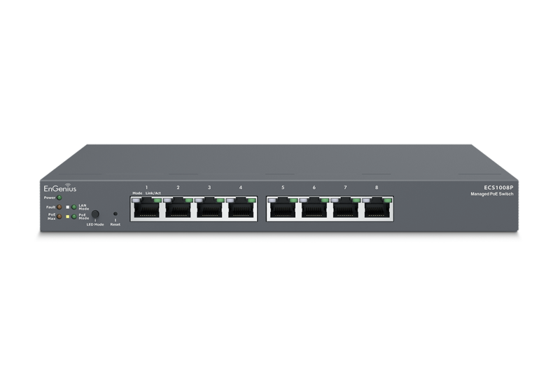 EnGenius Managed / stand-alone Desktop 8-port 55W GbE Switch (PoE) 8-port GbE PoE.af 55W L2+ DT Cloud Management Switch - imaginea 1