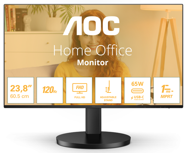 Monitor Consumer AOC 24B3CF2, 23.8", 1920 x 1080 pixeli, Black, 3 ani Garantie