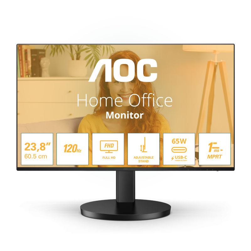 Monitor Consumer AOC 24B3CF2, 23.8", 1920 x 1080 pixeli, Black, 3 ani Garantie - imaginea 1