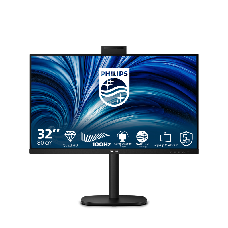 Monitor Consumer Philips 32B2U3601H/00, 31.5", 2560 x 1440 pixeli, Black, 5 ani Garantie - imaginea 1