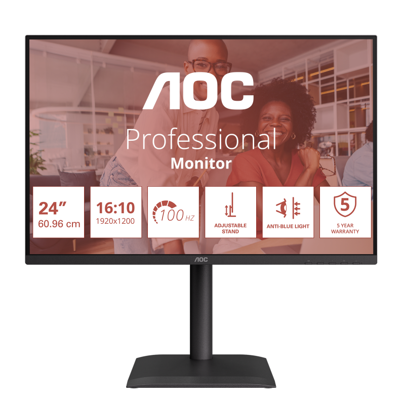 Monitor Consumer AOC X24E4U, 24", 1920 x 1200 pixeli, Black, 5 ani Garantie - imaginea 1
