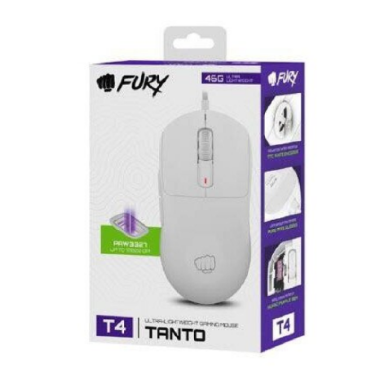 Mouse Gaming Fury Tanto T4, 12000 DPI, Alb - imaginea 1
