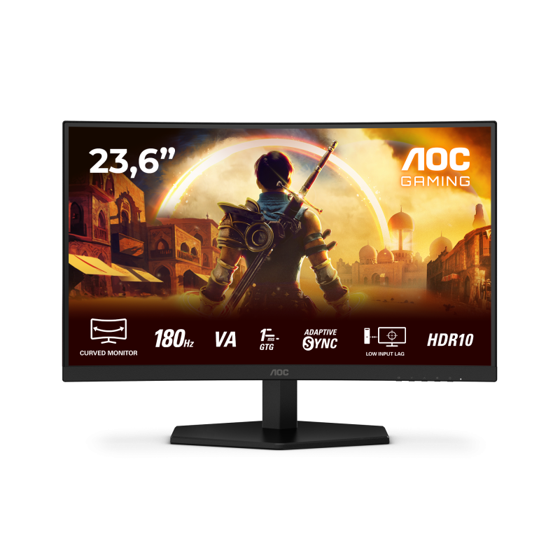 Monitor Gaming AOC C24G42E, 23.6", 1920 x 1080 pixeli, Black, Red, 3 ani Garantie - imaginea 1