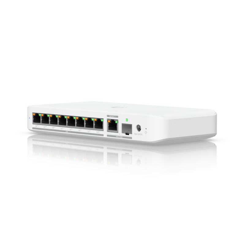 Ubiquiti USW-Flex-2.5G-8 POE , capacitate switch 60 Gbps, interfata (8) 2.5/1 GbE RJ45 ports, (1) 10G SFP+ or 10/5/2.5/1 GbE combination port, dimensiuni 212.9 x 99.4 x 33.5 mm - imaginea 1