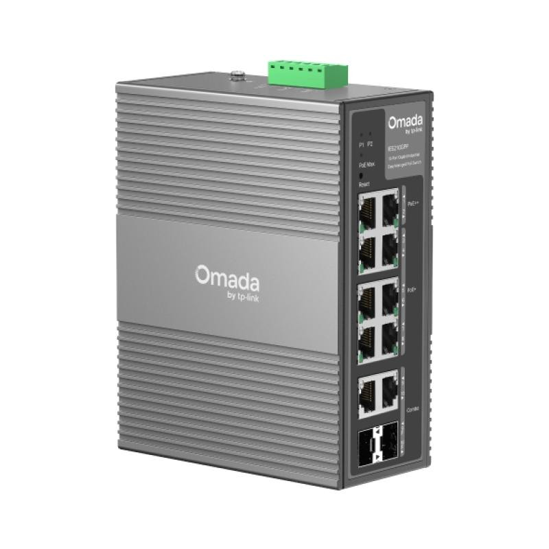 Omada 10-Port Gigabit Industrial Easy Managed Switch with 6-Port PoE+ and 2-Port PoE++ PORT: 2× Gigabit PoE++ Port, 6× Gigabit PoE+ Ports, 2× Combo Gigabit RJ45/SFP Ports SPEC: 802.3af/at/bt type3, Up to 240 W PoE Power(Depends on power input specifications), -40-75 ℃ Operating Temperature - imaginea 1