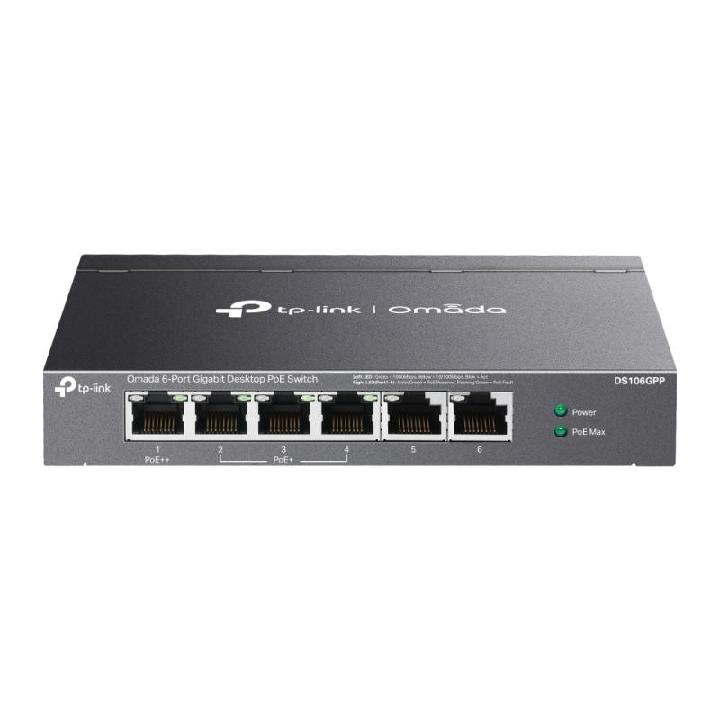 Omada 6-Port Gigabit Desktop Switch with 3-Port PoE+ and 1-Port PoE++ PORT: 1× Gigabit PoE++ Port, 3× Gigabit PoE+ Ports, 2x Gigabit Non-PoE Ports SPEC: 802.3af/at/bt type3, 64 W PoE Power, Desktop Steel Case FEATURE: Extend Mode for 250m PoE Transmitting for Port1-2, PoE Auto Recovery for Port1-4 - imaginea 1