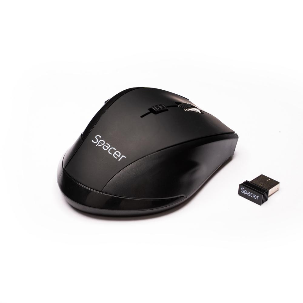 Mouse Wireless SPACER SPMO-W02, 1600 dpi, Negru - imaginea 3