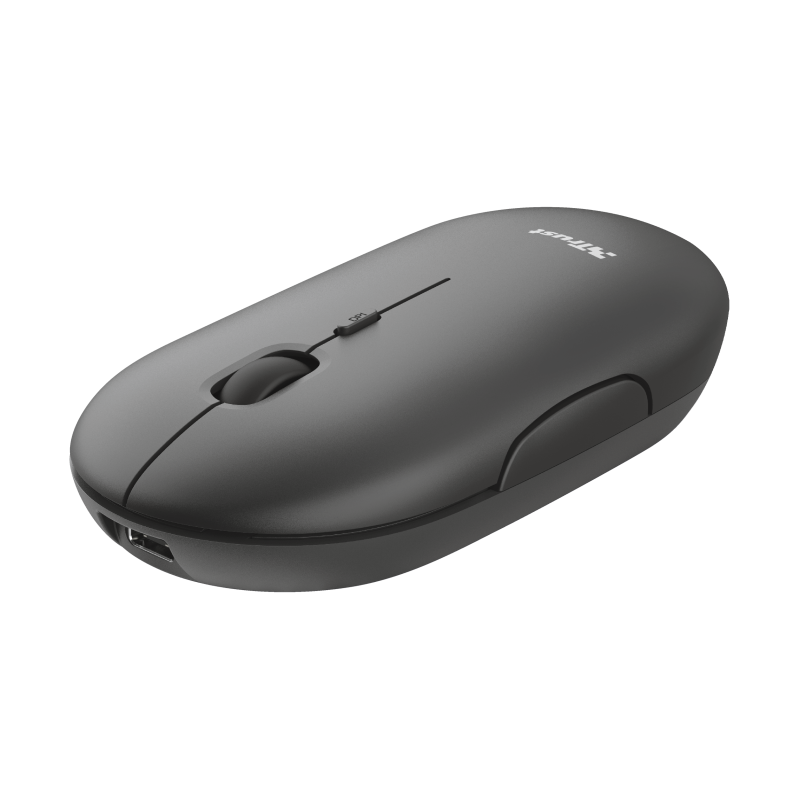 Mouse Wireless Trust Puck Rechargeable Wireless Ultra-Thin Mouse, 1600 dpi, Negru - imaginea 1