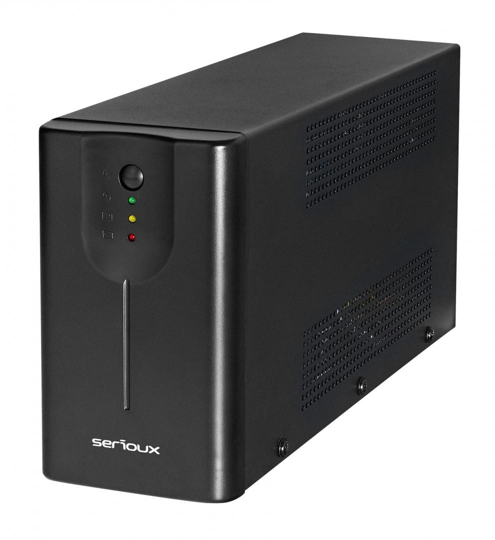 UPS Serioux Line Interactive 1500LI, Led, capacitate 1500VA/900W, 4 prize Schuko , baterie 12 V / 8.0 Ah × 2, timp mediu de functionare pe baterii 8 min - 50% sarcina, management USB/RJ45, software inclus - imaginea 1