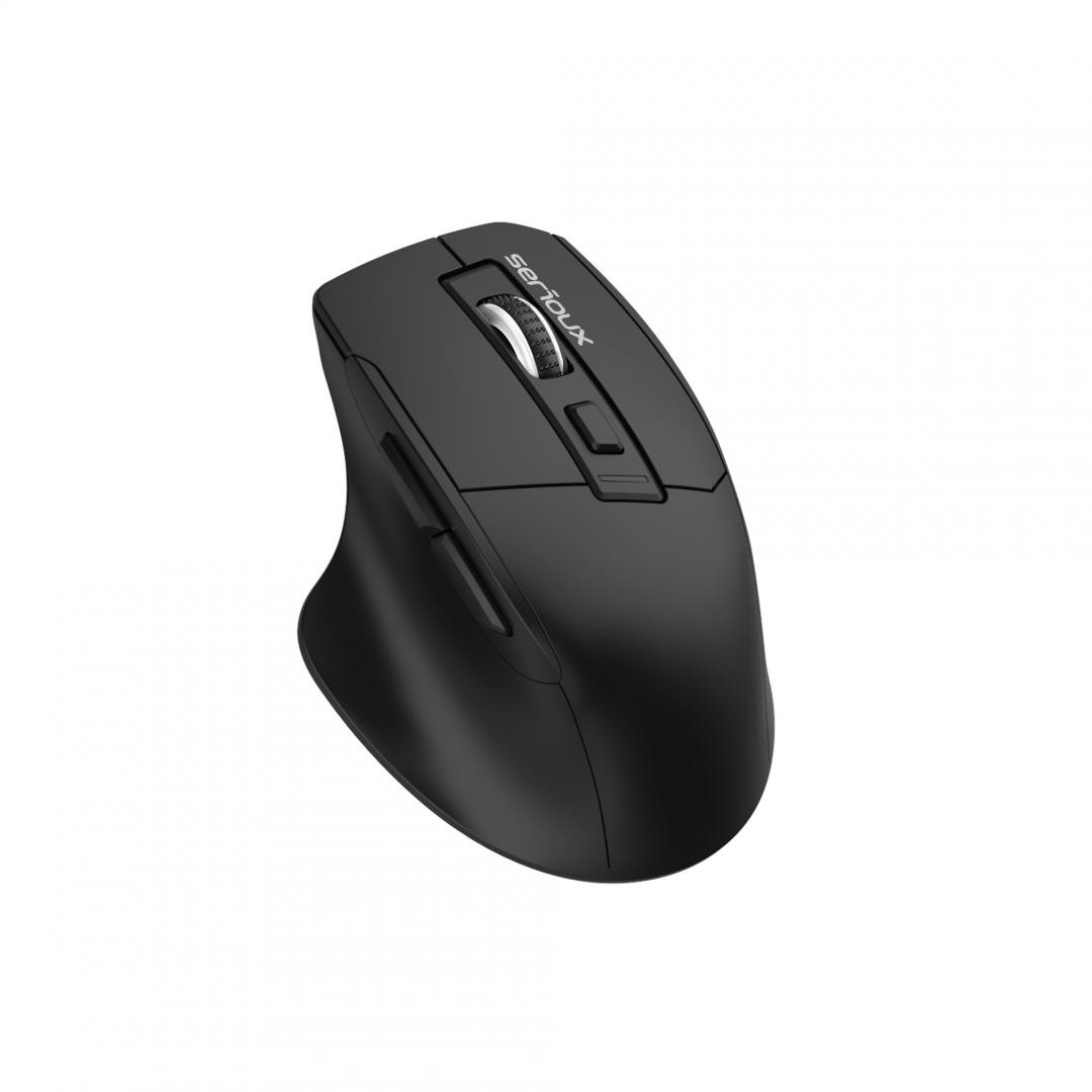 Mouse optic cu fir Serious USB 6D, Culoare neagra, Design ERGO Complet negru cu capac superior din cauciuc, 6 butoane DPI: 1200-1800-2400-3600DPI, Cablu PVC negru de 1,5 m, aaaaawAmbalaj OEM în cutie de culori - imaginea 2