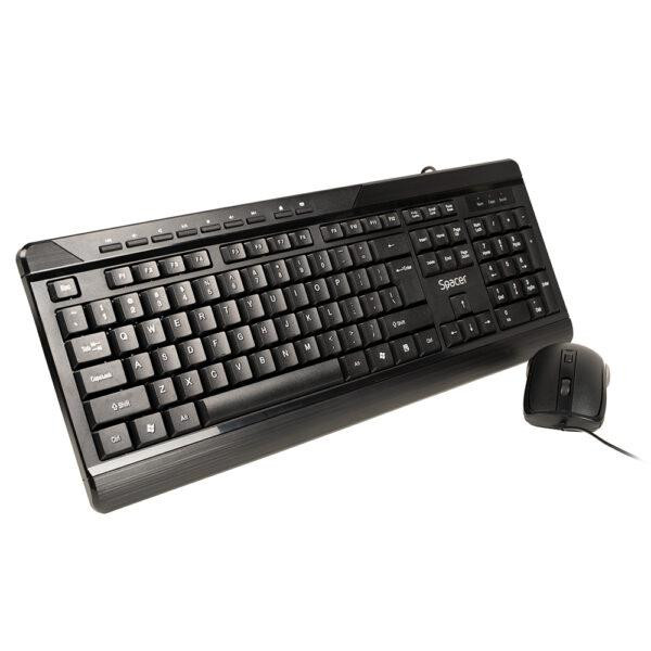 Kit Wired tastatura si mouse SPACER SPOK-WD-02, taste numerice, Negru - imaginea 1