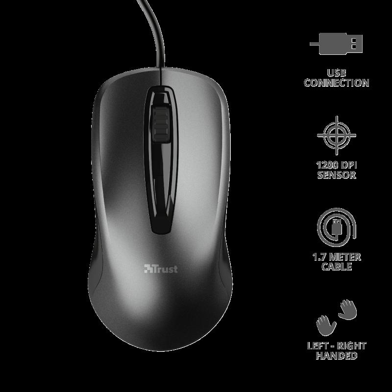 Mouse Trust Carve, 1200 dpi, Negru - imaginea 3