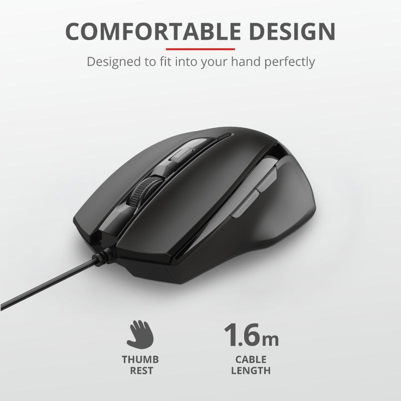 Mouse Trust Voca Comfort Mouse, 2400 dpi, negru - imaginea 6