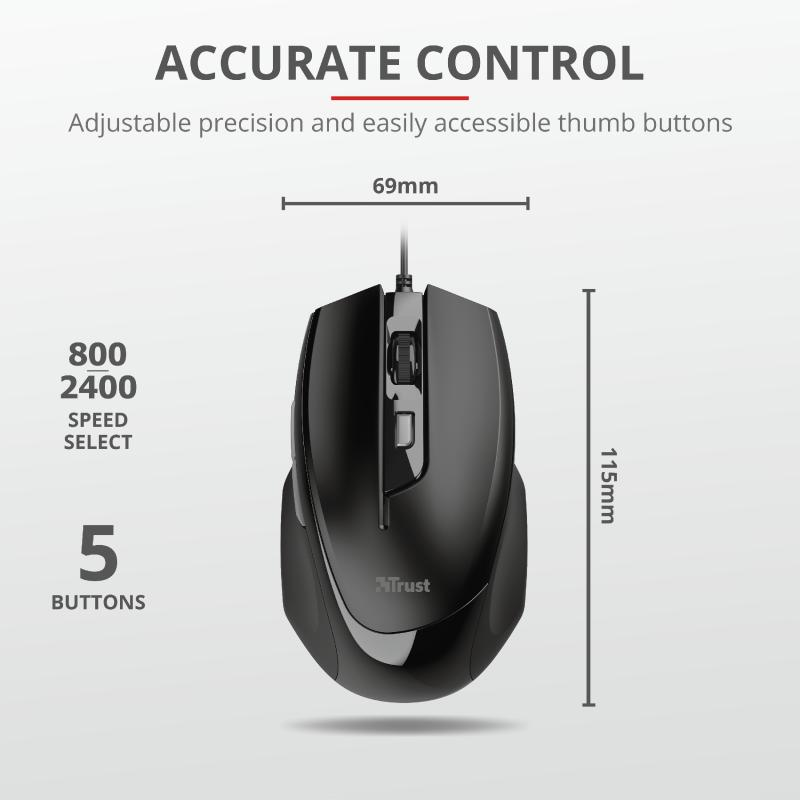 Mouse Trust Voca Comfort Mouse, 2400 dpi, negru - imaginea 5