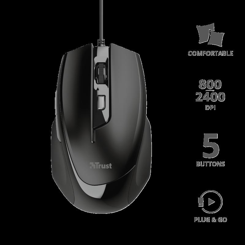 Mouse Trust Voca Comfort Mouse, 2400 dpi, negru - imaginea 3