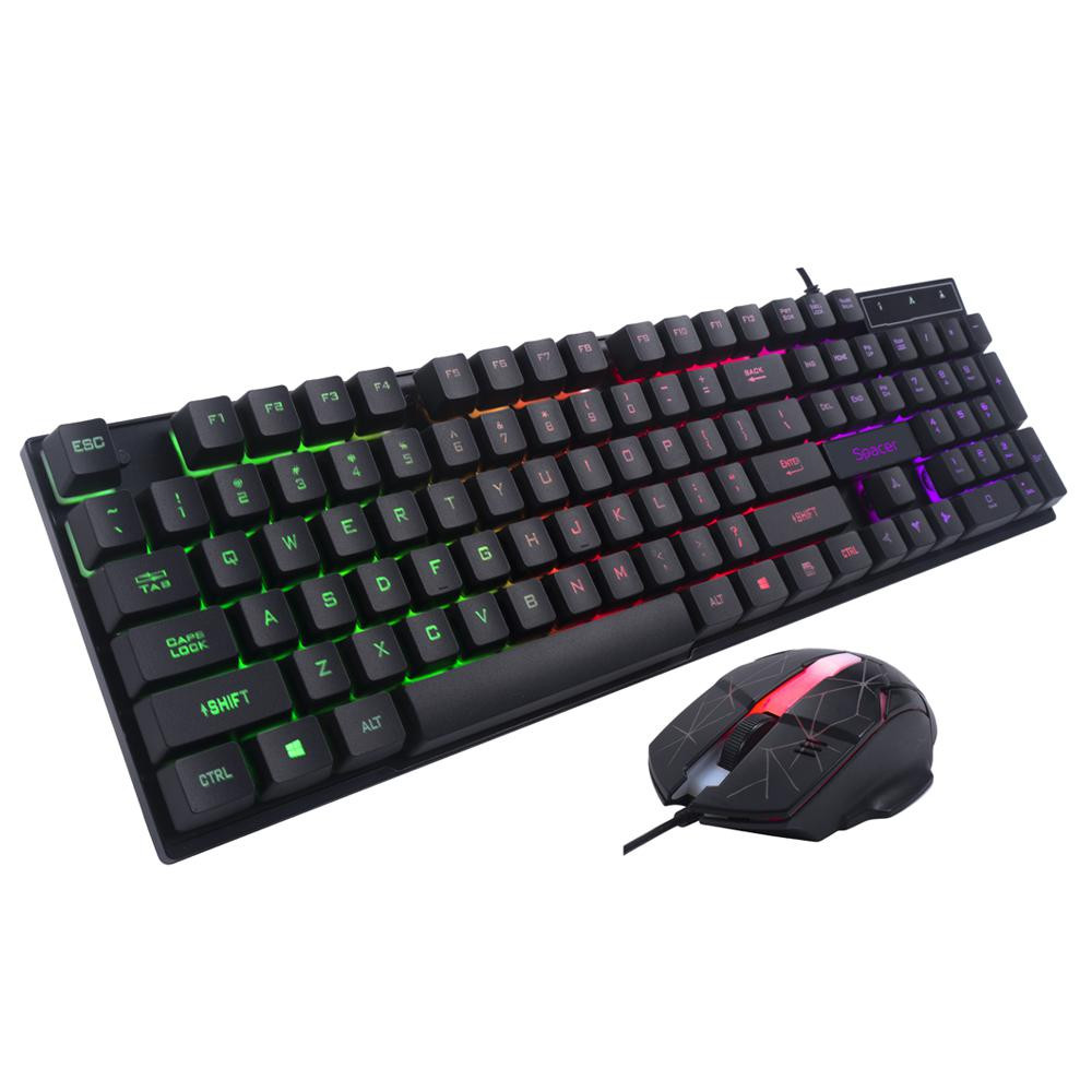 Kit Wired tastatura si mouse SPACER SP-GK-01, taste numerice, Negru - imaginea 2