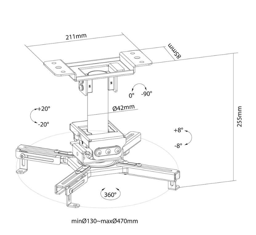 Suport Tavan Proiector Neomounts by Newstar CL25-530BL1, 25cm, max 45Kg - imaginea 5