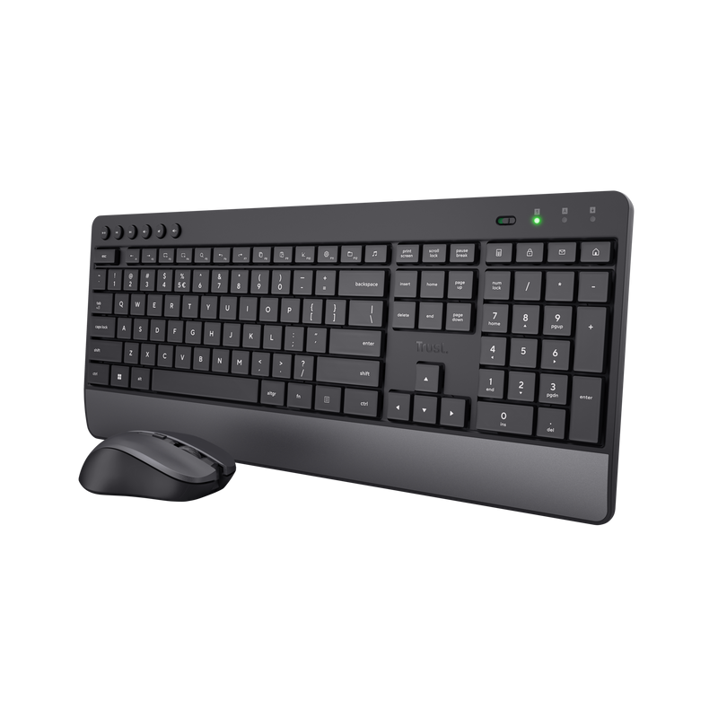 Kit Wireless tastatura si mouse TRUST Trezo, taste numerice, negru - imaginea 1