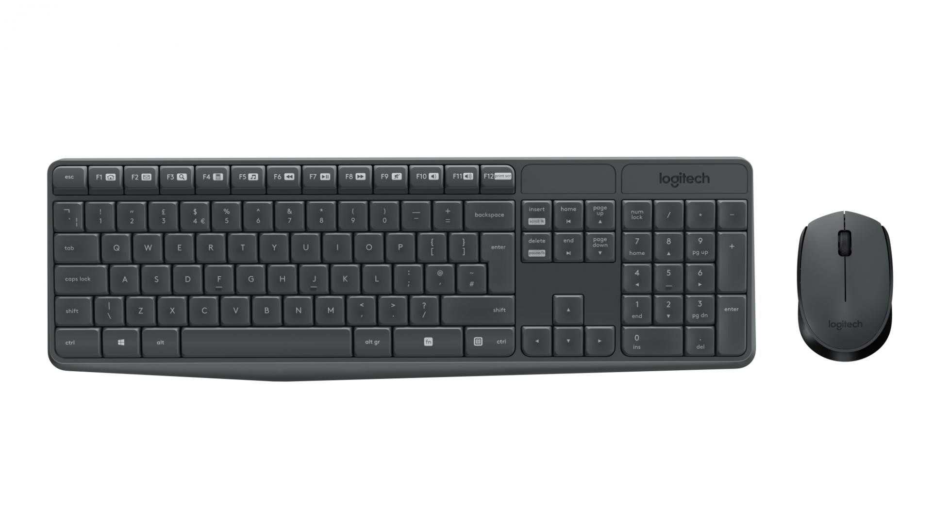 Kit wireless tastatura si mouse Logitech MK235, taste numerice, gri - imaginea 1