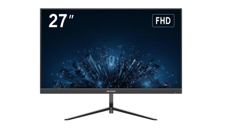 Monitor Hikvision 27" DS-D5027F3-2P2; E-LED backlight, 8 bit LVDS FHD; Multiple inputs: HDMI1.4 ×1,VGA×1; Brightness: 300 cd/m2; Contrast: 1300:1; Response Time: 14ms; Working condition: 7*24h; VESA: 100 mm ×100 mm ( 4-M4 × 10 mm); Dimensiuni: 24.16 (W) ×14.5 (H) × 1.87(D) inch (fara baza)/ 24.16 - imaginea 1