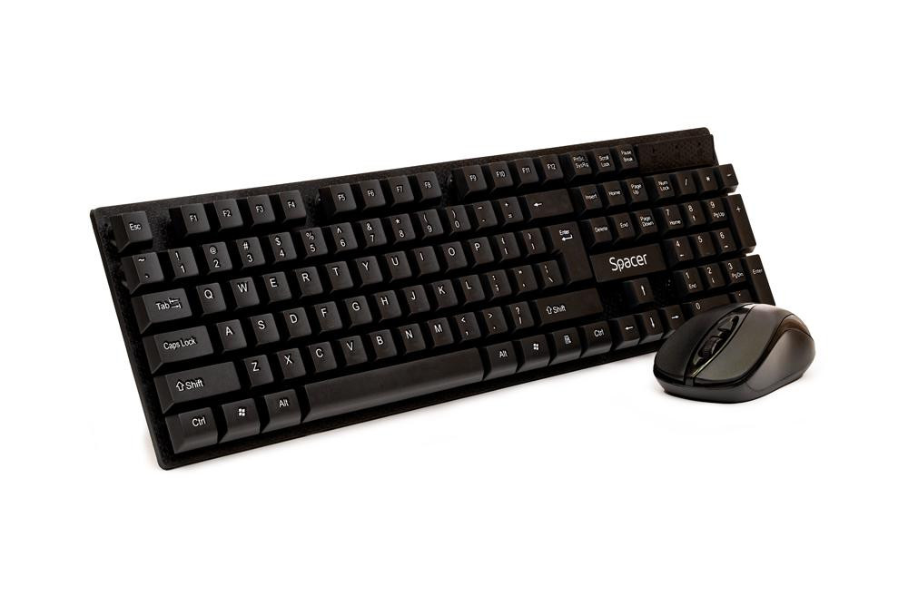 Kit wireless tastatura si mouse SPACER SPDS-1100, taste numerice, negru - imaginea 1