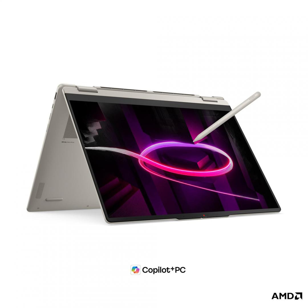 Laptop Consumer Lenovo Yoga 7 2-in-1 16AGP11 Copilot+ PC, cu procesor Ryzen AI 7 445, 16'' OLED, 24 GB LPDDR5x-SDRAM, 1 TB, AMD Radeon 840M, Fara OS, 3 ani Garantie - imaginea 1