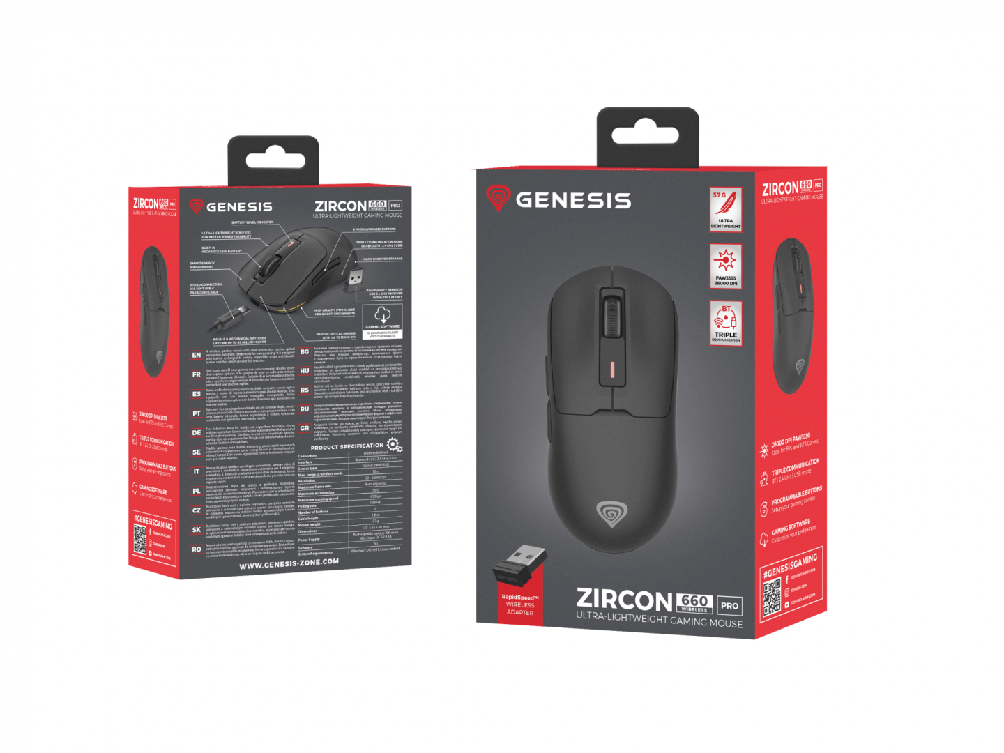 Mouse Gaming Wireless GENESIS Zircon 660 PRO, 26000 DPI, Negru - imaginea 14